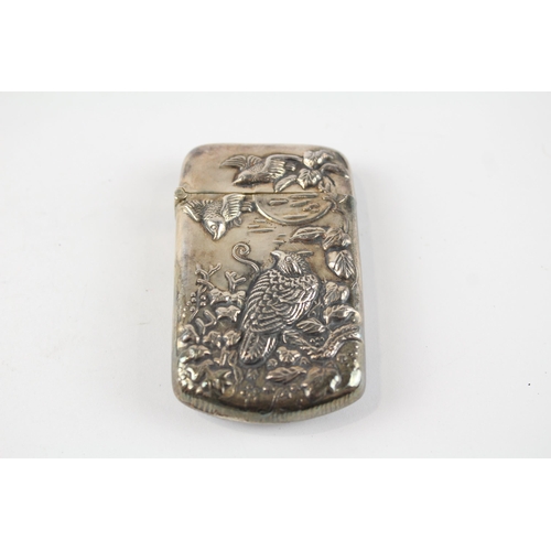 364 - Antique / Vintage Stamped .925 Sterling Silver Bird Vesta / Match Case (37g)