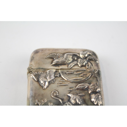 364 - Antique / Vintage Stamped .925 Sterling Silver Bird Vesta / Match Case (37g)