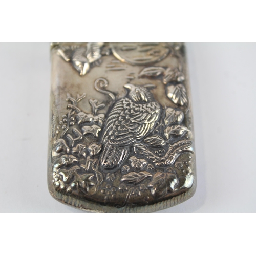 364 - Antique / Vintage Stamped .925 Sterling Silver Bird Vesta / Match Case (37g)