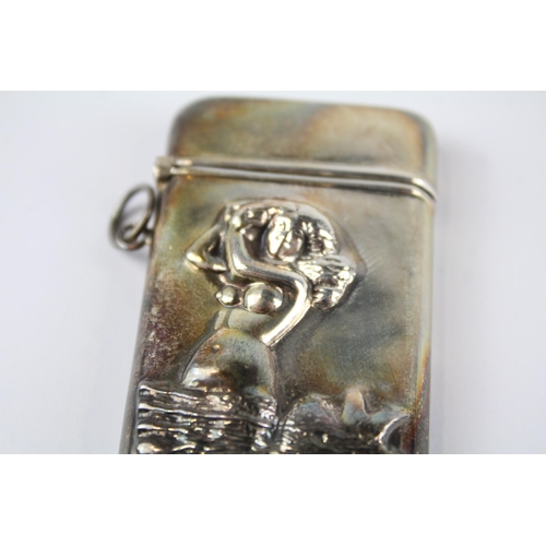 365 - Antique / Vintage Stamped .925 Sterling Silver Figural Vesta / Match Case (24g)