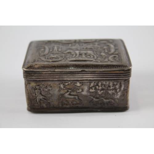 386 - Antique / Vintage .800 Continental Silver Figural Snuff / Trinket Box (106g)