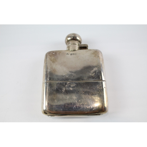 391 - Vintage Hallmarked 1927 Chester Sterling Silver Gents Plain Hip Flask (149g)