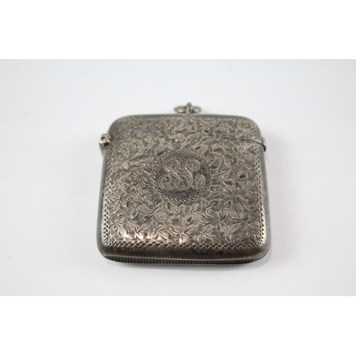 393 - Antique Victorian Hallmarked 1898 Sheffield Sterling Silver Vesta Case (40g)