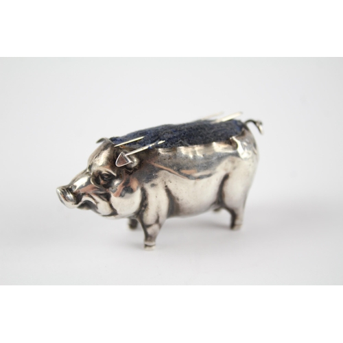 402 - Antique Edwardian 1906 Birmingham Sterling Silver Novelty Pig Pin Cushion (19g)