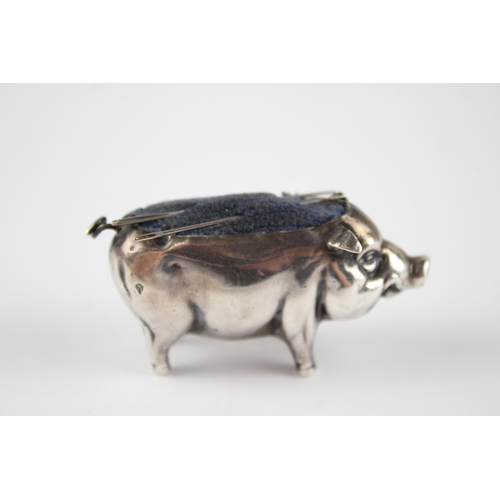 402 - Antique Edwardian 1906 Birmingham Sterling Silver Novelty Pig Pin Cushion (19g)