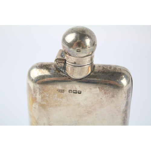 406 - Antique Edwardian Hallmarked 1905 Sheffield Sterling Silver Gents Hip Flask 93g