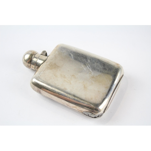 406 - Antique Edwardian Hallmarked 1905 Sheffield Sterling Silver Gents Hip Flask 93g