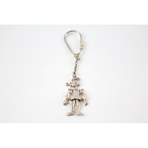 409 - Vintage Stamped .925 Sterling Silver Novelty Popeye Keyring (14g)