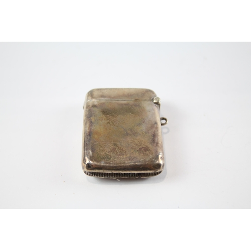 414 - Antique Hallmarked 1919  Birmingham Sterling Silver Vesta / Match Case (29g)