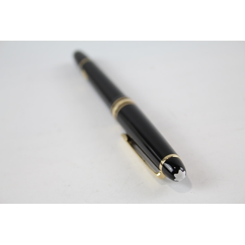 452 - MONTBLANC Meisterstuck Black Fountain Pen w/ 14ct White Gold Nib WRITING