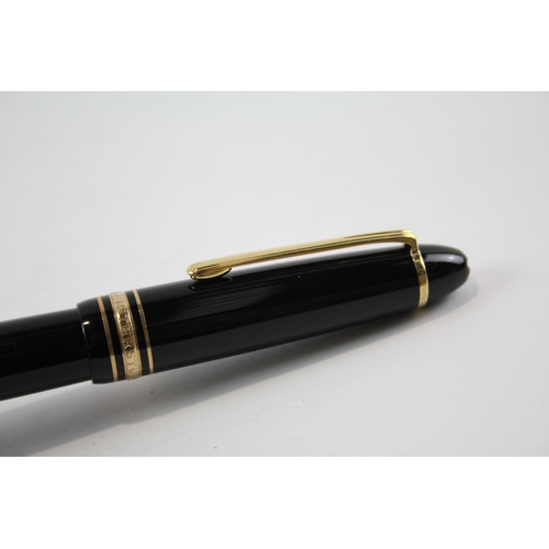 453 - MONTBLANC Meisterstuck Black Fountain Pen w/ 14ct White Gold Nib WRITING