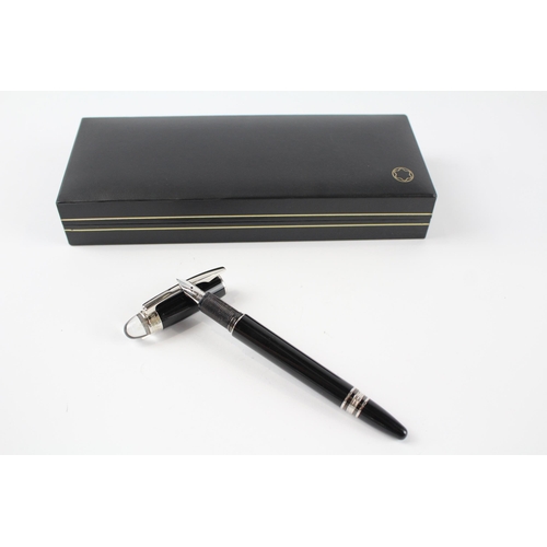 458 - MONTBLANC Starwalker Black Fountain Pen w/ 14ct White Gold Nib Writing Boxed