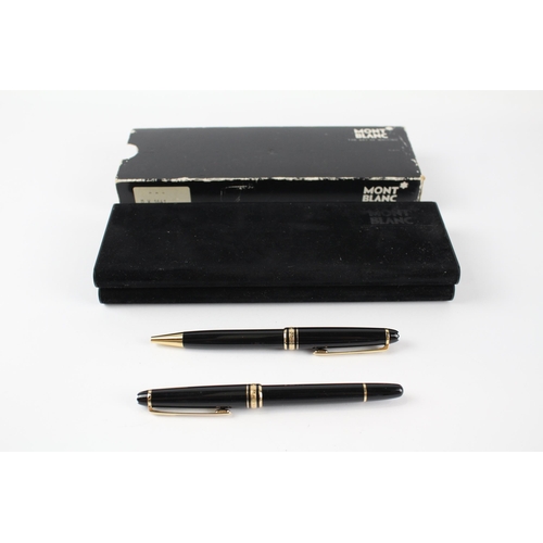 459 - MONTBLANC Meisterstuck Black FOUNTAIN PEN w/ 14ct White Gold Nib, Ballpoint Etc