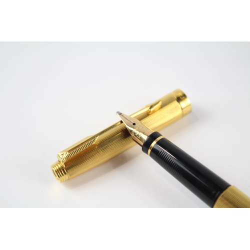 461 - Vintage PARKER 75 Gold Plated Fountain Pen w/ 14ct Gold Nib WRITING