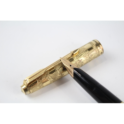 462 - Vintage PARKER 65 Gold Plated Fountain Pen w/ 14ct Gold Nib WRITING