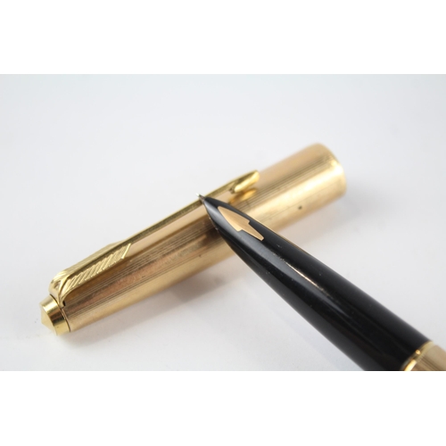 463 - Vintage PARKER 61 Gold Plated Fountain Pen w/ 14ct Gold Nib WRITING