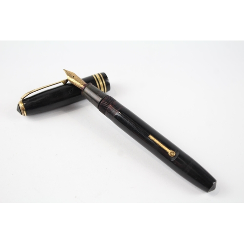 473 - Vintage CONWAY STEWART No.58 Black FOUNTAIN PEN w/ 14ct Gold Nib WRITING