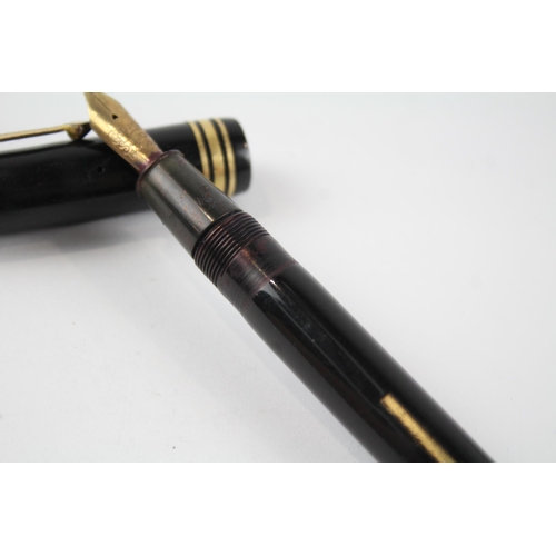 473 - Vintage CONWAY STEWART No.58 Black FOUNTAIN PEN w/ 14ct Gold Nib WRITING