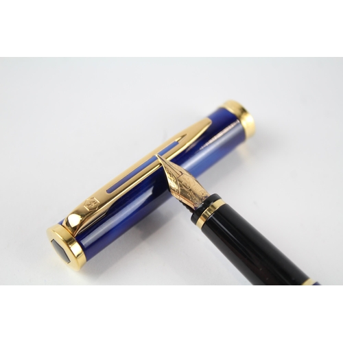 488 - Vintage WATERMAN Preface Navy Lacquer Fountain Pen w/ 18ct Gold Nib WRITING