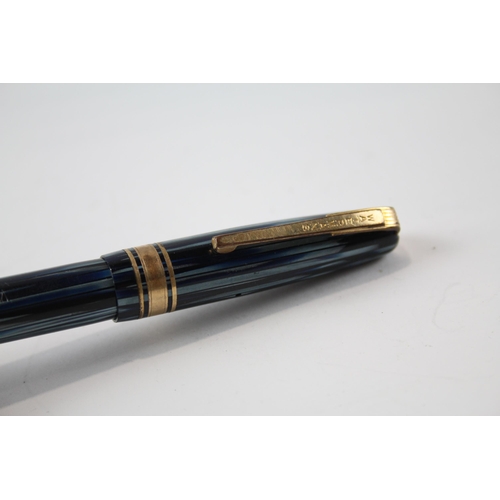 499 - Vintage WATERMAN w5 Navy Lacquer Fountain Pen w/ 14ct Gold Nib WRITING