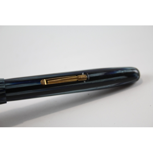 499 - Vintage WATERMAN w5 Navy Lacquer Fountain Pen w/ 14ct Gold Nib WRITING