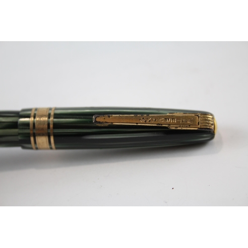 500 - Vintage WATERMAN w5 Green Lacquer Fountain Pen w/ 14ct Gold Nib WRITING