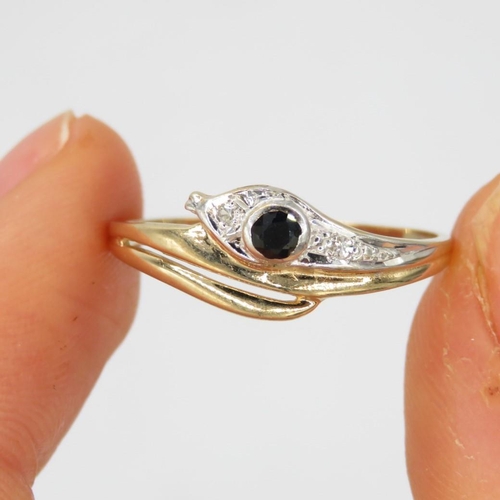 58 - 9ct gold sapphire & diamond dress ring (1.2g) Size  P