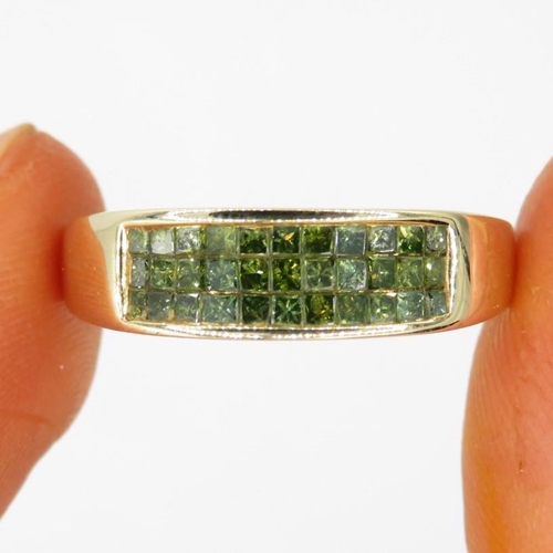 179 - 9ct gold treated green diamond ( 5 moissanite) *eternity ring (2.3g) Size  N 1/2