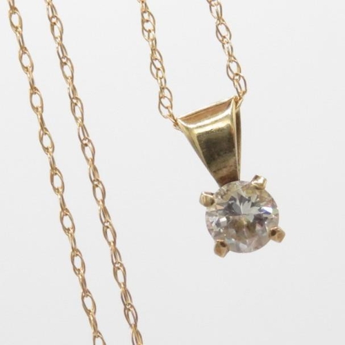 187 - 9ct gold vintage diamond solitaire pendant necklace (0.7g)