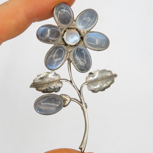 234 - Silver Moonstone floral brooch as seen (13g)