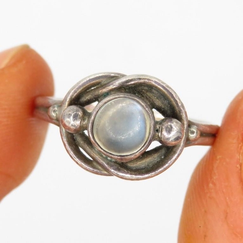 273 - Silver Moonstone ring by maker Georg Jensen (2g) Size M