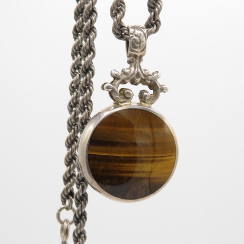 291 - Silver double sided Tigers Eye necklace by David Scott Walker (35g)