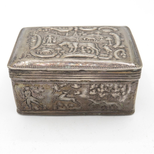 386 - Antique / Vintage .800 Continental Silver Figural Snuff / Trinket Box (106g)