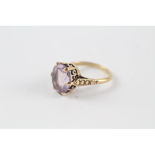 165 - 9ct gold amethyst vintage dress ring (2.9g) Size  L