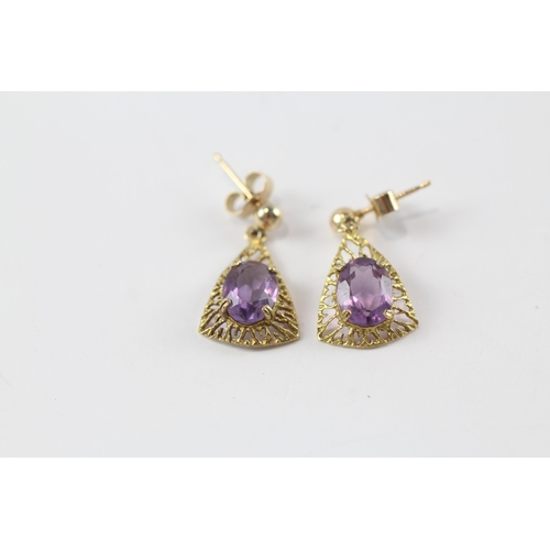 168 - 2 x 9ct gold amethyst earrings (4.8g)