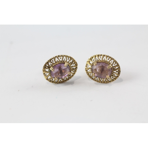 168 - 2 x 9ct gold amethyst earrings (4.8g)