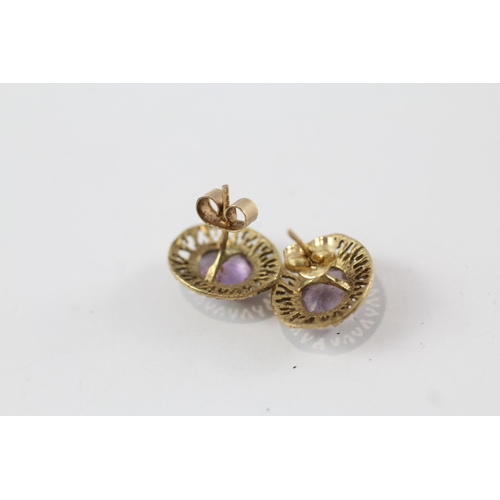 168 - 2 x 9ct gold amethyst earrings (4.8g)