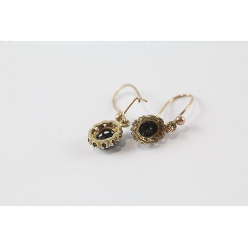 169 - 2 x 9ct gold diamond & sapphire cluster earrings (3.2g)