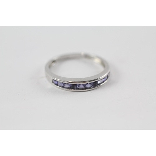 180 - 2x pink sapphire & blue tanzanite half eternity rings (2.9g) Size  N+P