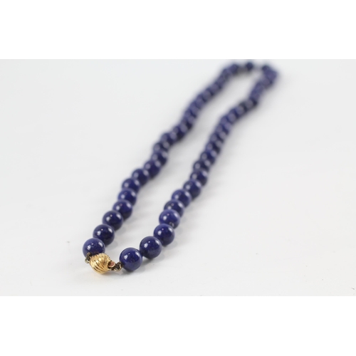 187 - 2x lapis bead & amethyst bead necklaces (76.7g)