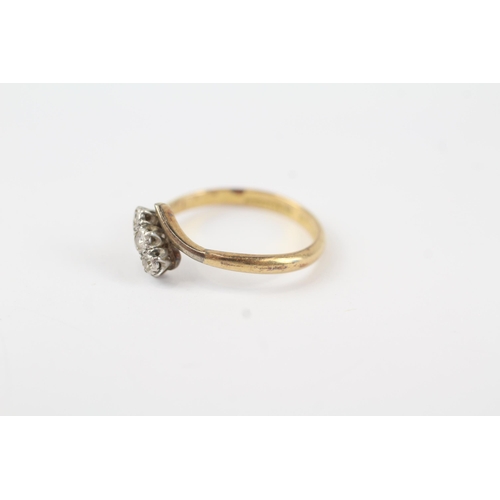23 - 18ct gold vintage platinum set three stone diamond ring (2.4g) Size  N