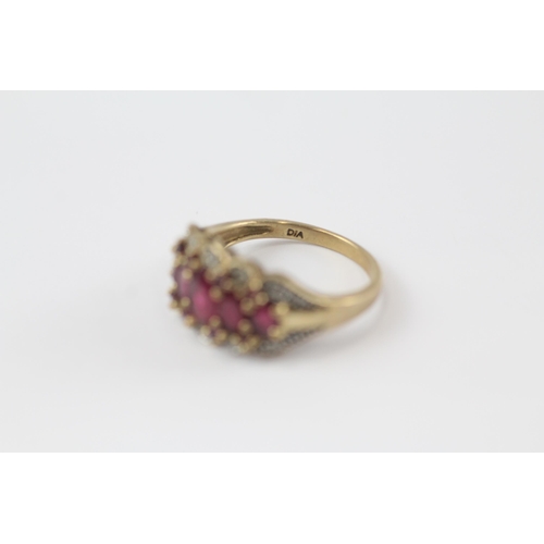 34 - 9ct gold vintage ruby & diamond dress ring (3.5g) Size  N