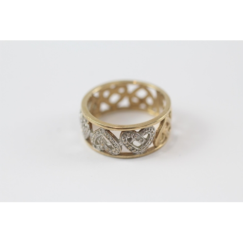 40 - 9ct gold vintage diamond heart dress ring (3.2g) Size  L