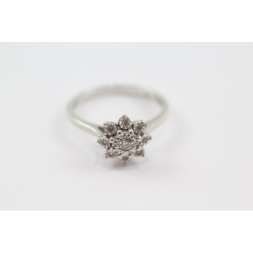 70 - 9ct white gold diamond cluster ring (3.2g) Size  N 1/2