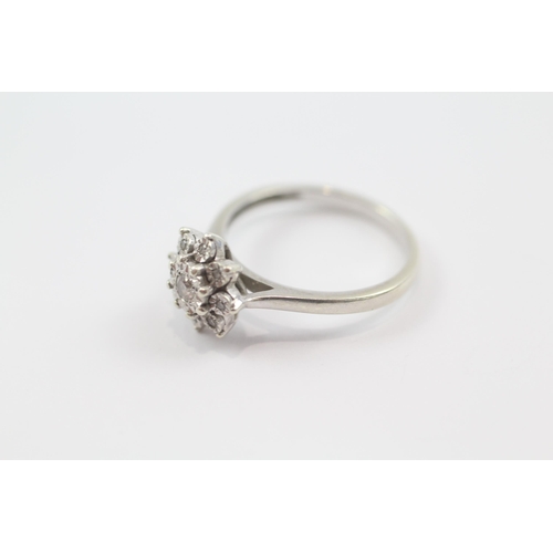 70 - 9ct white gold diamond cluster ring (3.2g) Size  N 1/2