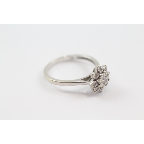 70 - 9ct white gold diamond cluster ring (3.2g) Size  N 1/2