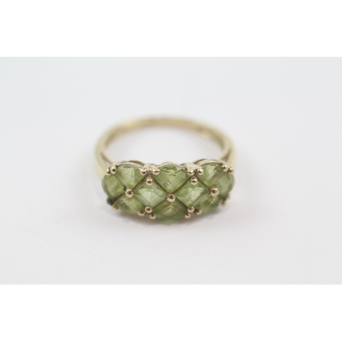 73 - 9ct gold peridot cluster ring (2.5g) Size  N 1/2