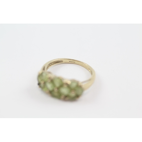 73 - 9ct gold peridot cluster ring (2.5g) Size  N 1/2