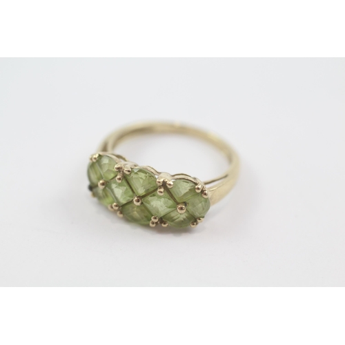 73 - 9ct gold peridot cluster ring (2.5g) Size  N 1/2