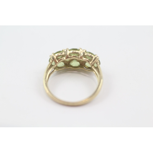 73 - 9ct gold peridot cluster ring (2.5g) Size  N 1/2